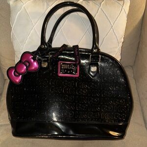 Loungefly X Hello Kitty Embossed Black Patent Leather Bag
